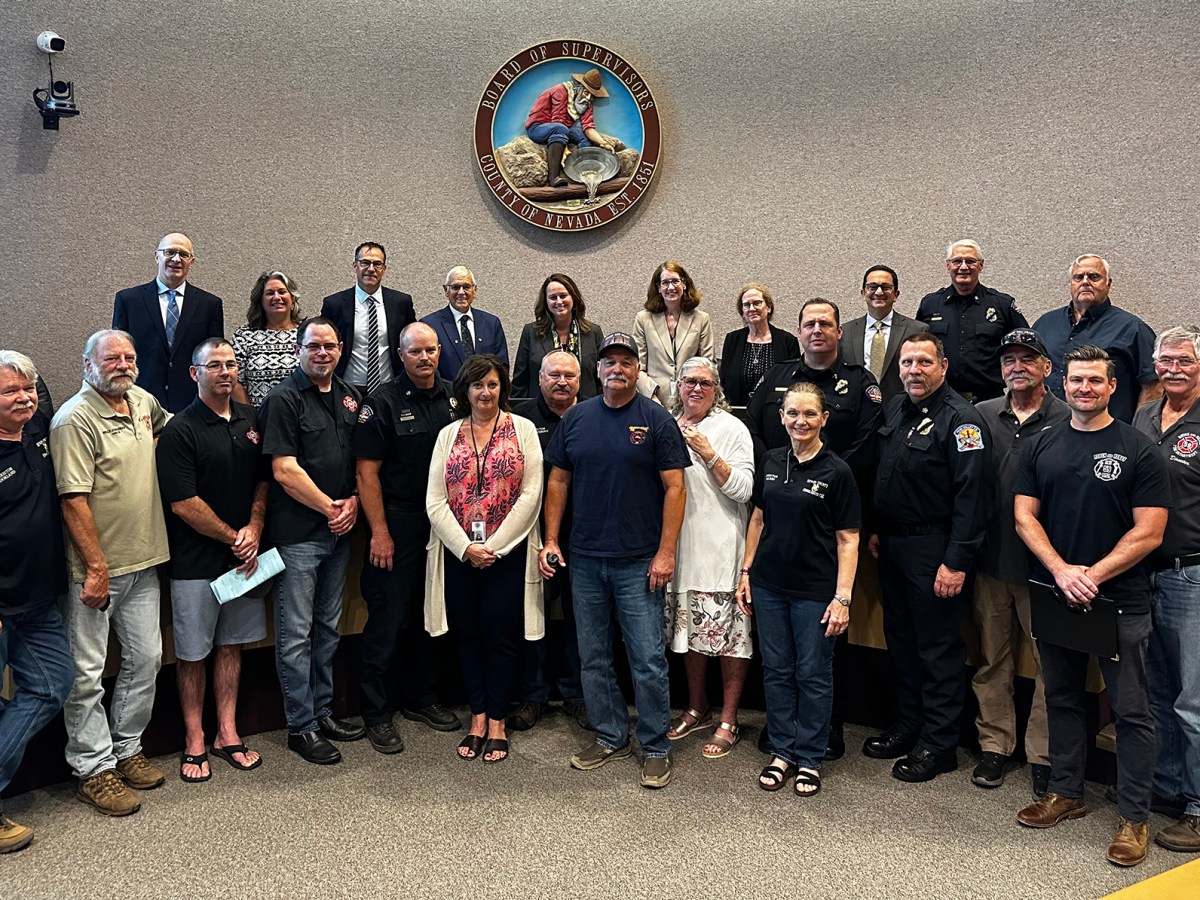 Board members, Chiefs and staff after the vote. Photo courtesy Jamie Jones, Fire Safe Council of Nevada County