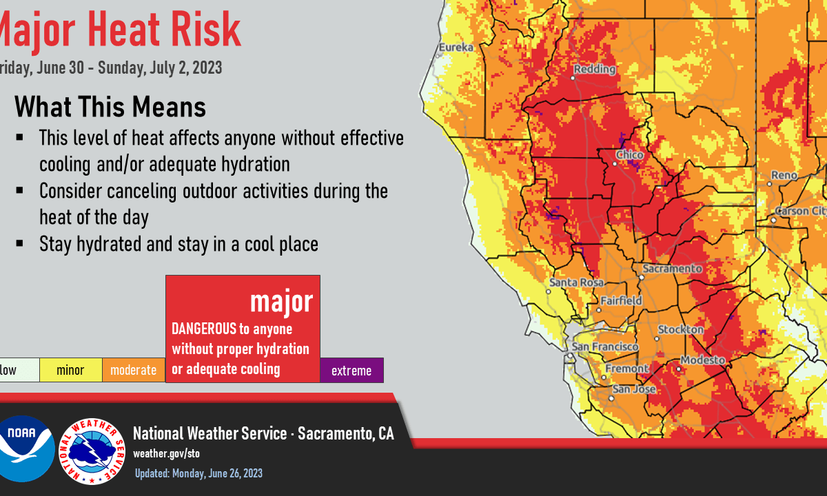 Major Heat Risk will impact NorCal late this week into the holiday weekend with widespread triple digit temperatures in the Valley. Now is the time to plan ahead for adequate cooling & hydration, especially if you have outdoor plans for the holiday weekend!